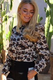 Flora Ls Blouse | Brown Black  Flower | Bluse fra Liberté