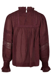 Ebba S Voile Blouse | Burgundy | Bluse fra Neo Noir