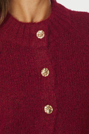 Benuta Fluffy Knit Cardigan | Dark Red | Strik fra Neo Noir