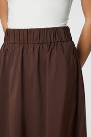 Yara Poplin Skirt | Dark Brown | Nederdel fra Neo Noir