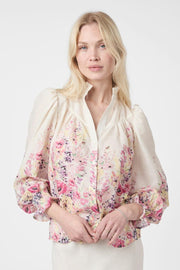 Calloma Flower Print Blouse | Ivory | Bluse fra Neo Noir