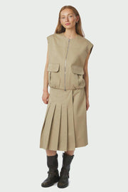 Flo Balloon Twill Vest | Taupe | Vest fra Neo Noir