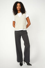 Zhara Thyra Knit Vest | Light Grey Melange | Strik fra Mos Mosh