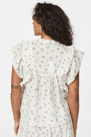 Jayla Small Blossom Top | Creme | Bluse fra Neo Noir
