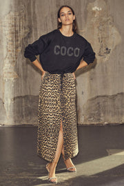 LeoCC Denim Slit Skirt | Khaki | Nederdel fra Co' Couture