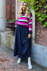 Frede Long Skirt | Navy | Nederdel fra Liberté