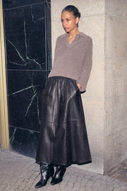 Deena Leather Skirt | Black | Nederdel fra Mos Mosh