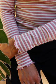Natalia Ls Round Neck  Blouse | Rose Creme Gold Stripe | Bluse fra Liberté
