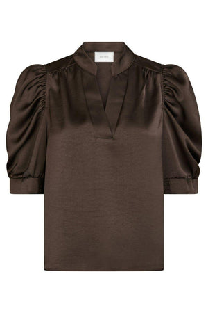 Roella Schwere Satinbluse | Dunkelbraun | Bluse von Neo Noir