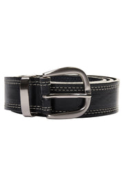 Stitch Leather Belt | Black | Bælte fra Mos Mosh