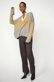 Wylie Tani Bold Stripe Knit | True Camel | Strik fra Mos Mosh