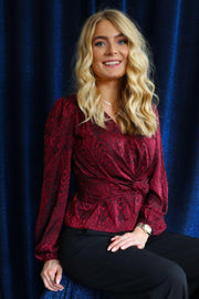 Tiki Ls Twist Blouse | Bordeaux | Bluse fra Liberté