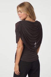 Cottuna Drapy Mesh Top | Brown | Bluse fra Neo Noir