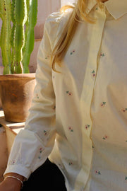 Flora Ls Blouse | Ivory Rose Flower | Skjorte fra Liberté