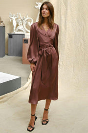 Rimini Heavy Sateen Dress | Dark Rose | Kjole fra Neo Noir