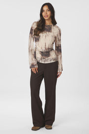 Lenida Faded Mesh Blouse | Dusty Brown | Bluse fra Neo Noir