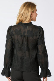 Amara Big Embroidery Blouse | Black | Bluse fra Neo Noir