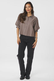 Etta Soft Stripe Stone Shirt | Brown | Bluse fra Neo Noir