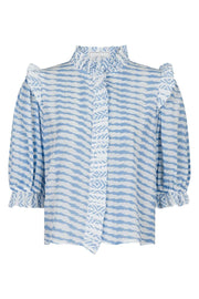 Chacha Graphic Blouse | Light Blue | Bluse fra Neo Noir