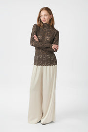 Liza Laceflower Blouse | Chocolate Brown | Bluse fra Neo Noir