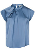 Fleur Drapy Satin Blouse | Dusty Blue | Bluse fra Neo Noir