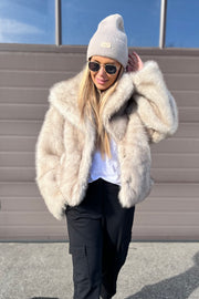 Stephanie Faux Fur Jacket | Beige | Jakke fra Neo Noir