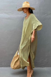 Pacific Dress | Army | Oversize kjole med bindebånd fra Statebird