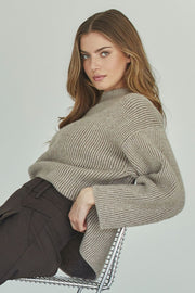 Theresa Turtleneck Rib Knit 32230 | Sand | Strik fra Co'couture