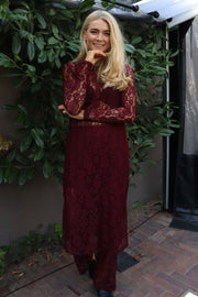 Lacy Ls Long Dress | Bordeaux Lace | Kjole fra Liberté