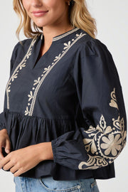 Ginia Emb Blouse 164393 | Navy | Bluse fra Neo Noir