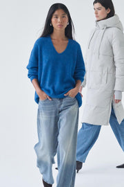 Thora V-Neck Knit | Blue Lolite | Strik fra Mos Mosh