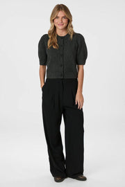 Trudy Deco Knit Cardigan | Antracit Melange | Strik fra Neo Noir