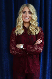 Lacy Ls Shirt | Bordeaux Lace | Skjorte fra Liberté