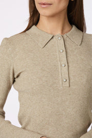 Panama Knit Blouse | Beige Melange | Bluse fra Neo Noir