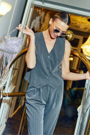 Widy Waistcoat 207140 | Dark Grey Mel W Star Off-White | Jakke fra Freequent