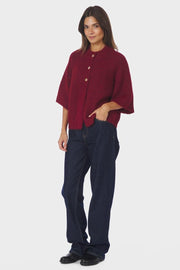 Benuta Fluffy Knit Cardigan | Dark Red | Strik fra Neo Noir