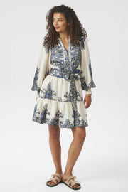 Malfida Paisley Border Dress | Ash Blue | Kjole fra Neo Noir
