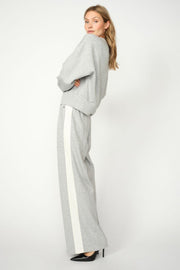 Renzi Stripe Sweatpants | Grey Melange | Bukser fra Mos Mosh