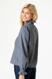 Brielle Twill Stripe Shirt | Dusty Blue | Skjorte fra Neo Noir