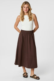 Yara Poplin Skirt | Dark Brown | Nederdel fra Neo Noir