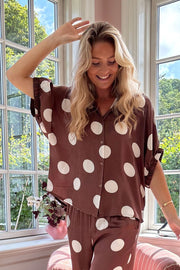 Mabel Shirt Blouse | Mocca Dot | Bluse fra Black Colour