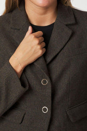 Waed Mini Check Blazer | Brown Melange | Blazers fra Neo Noir