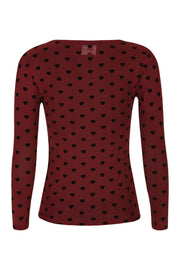 Mesh Ls Tshirt | Bordeaux Black Flock Heart | Bluse fra Liberté