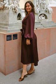 Rimini Heavy Sateen Dress | Burgundy | Kjole fra Neo Noir