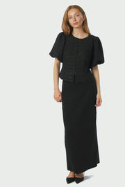 Anela Boucle Blouse | Black | Bluse fra Neo Noir