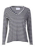 Ulla Ls Vneck Stripe Tshirt | Navy White Stripe | Bluse fra Liberté