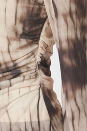 Lenida Faded Mesh Blouse | Dusty Brown | Bluse fra Neo Noir