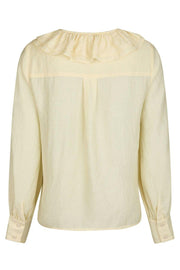 Katarina Crepe Ruffle Blouse | Light Yellow | Bluse fra Neo Noir