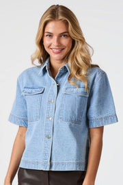 Tiki Denim Shirt 164303 | Smoke Blue | Bluse fra Neo Noir