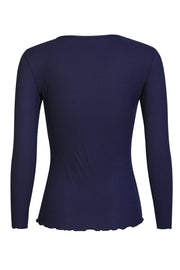 Natalia Ls Round Neck Blouse | Midnigtth Navy | Bluse fra Liberté